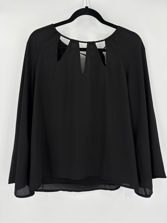 Goldray Tops - Dark Fairy Forest Witch Goddess Black Bell Sleeve Sheer Flowy Blouse Top Medium